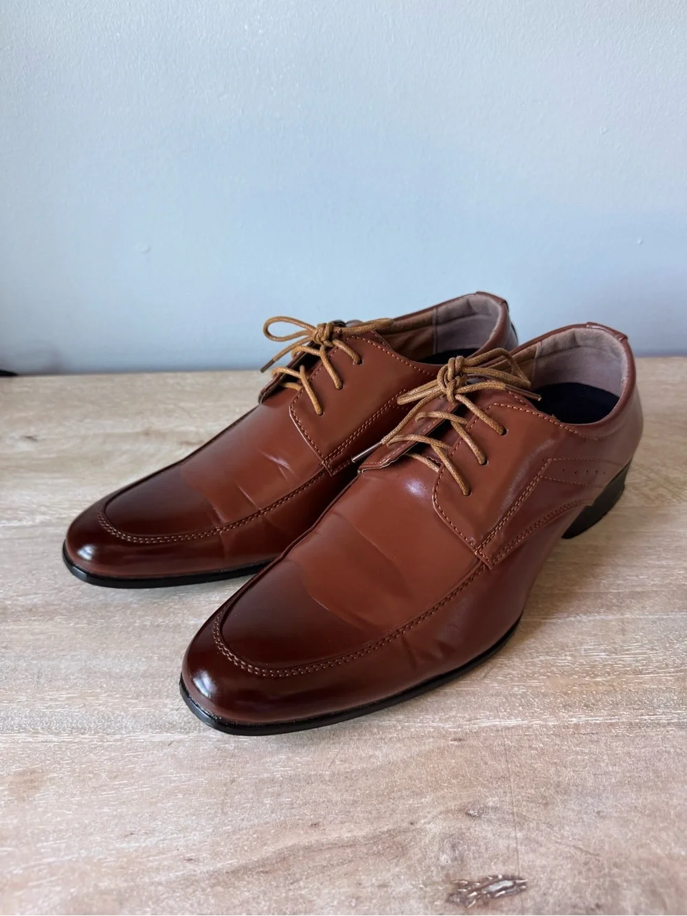 Men's Brown Dress Shoes Oxfords Cognac Lace-Up Business Formal Size 7.5